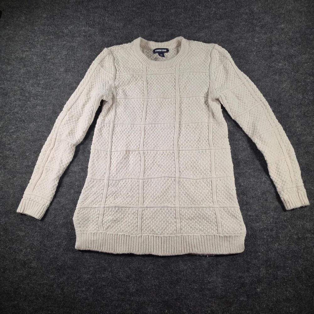 Lands-end Women's Cream and White Jumper